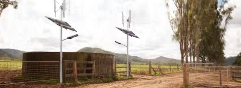 5-blade, H-shape-VAWT hybrid lighting for Farm Gates