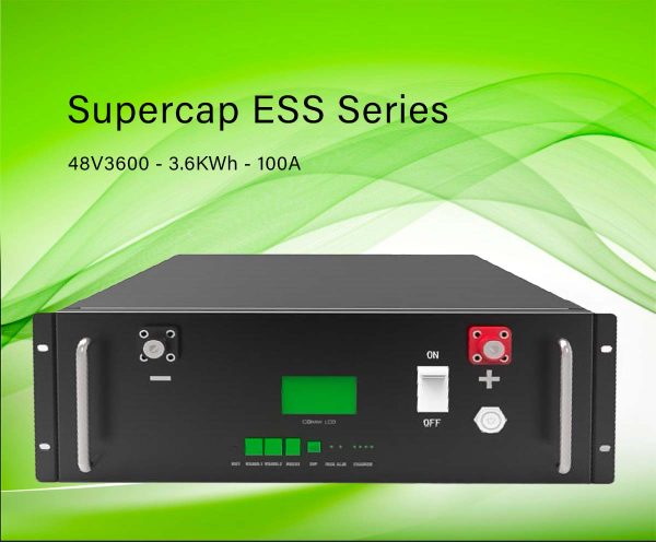 Alternative size supercapacitor storage solution offers high power/energy density, eco-friendly graphene cells, rapid charge/discharge, low maintenance and long cycle life.