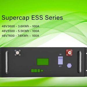 Heavy duty supercapacitor with high power/energy density, eco-friendly graphene cells, rapid charge/discharge, low maintenance, safe and scalable design.